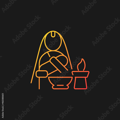 Nwaran gradient vector icon for dark theme. Nepalese ritual ceremony. Newborn baby naming tradition. Giving birth name. Thin line color symbol. Modern style pictogram. Vector isolated outline drawing