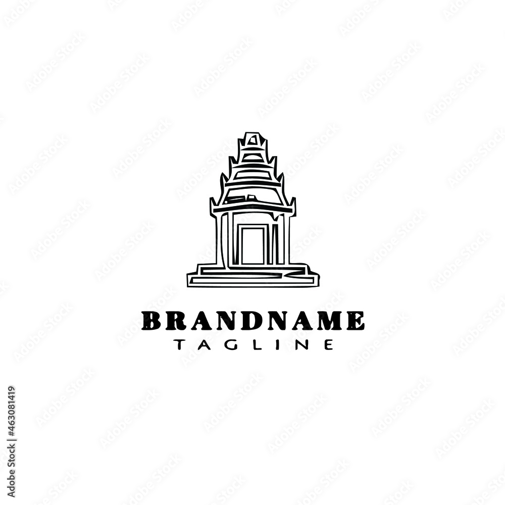 buddha temple cartoon logo icon design template black isolated vector