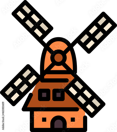 kinderdijk windmills color outline icon