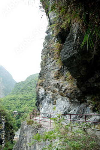 Steep rocks along river at Taroko National Park, Taiwan