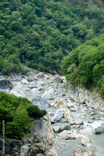 Steep rocks along river at Taroko National Park, Taiwan
