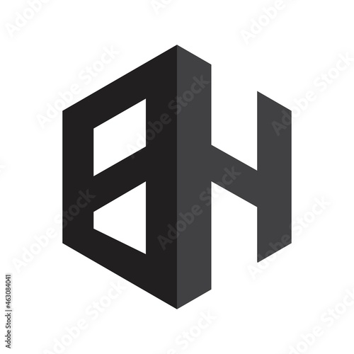 vector Hexagon letter "BH", Logo Hexagon letter "BH"