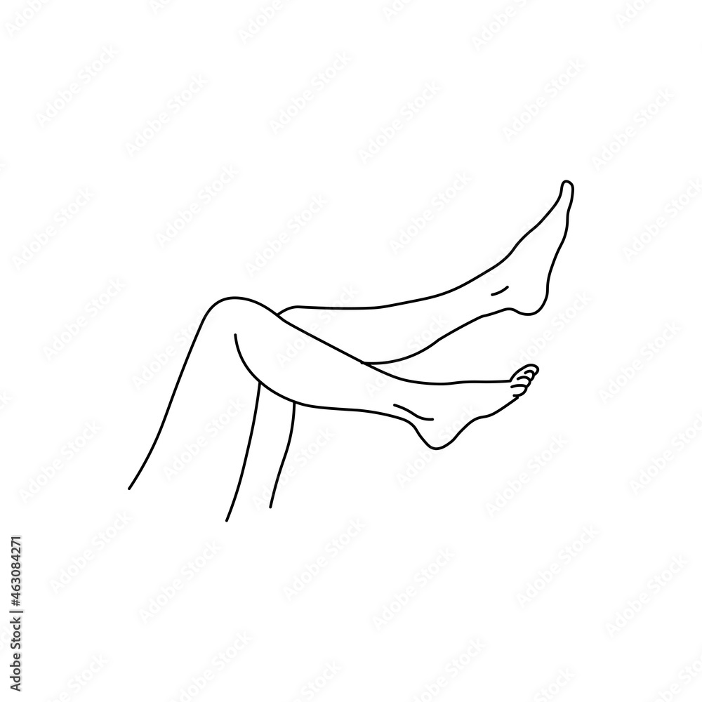 Vector female leg. Line style. Isolated on white background. Set for spa salon, eco cosmetics. Vector female leg. Line style. Isolated on white background. Set for spa salon, eco cosmetics.