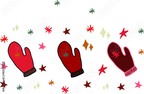 Christmas decorations Christmas mittens isolated vector elements. Christmas doodles