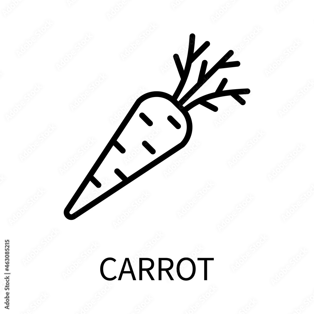 Line Icon Carrot In Simple Style. Vector sign in a simple style isolated on a white background. Line Icon Carrot In Simple Style. Vector sign in a simple style isolated on a white background.