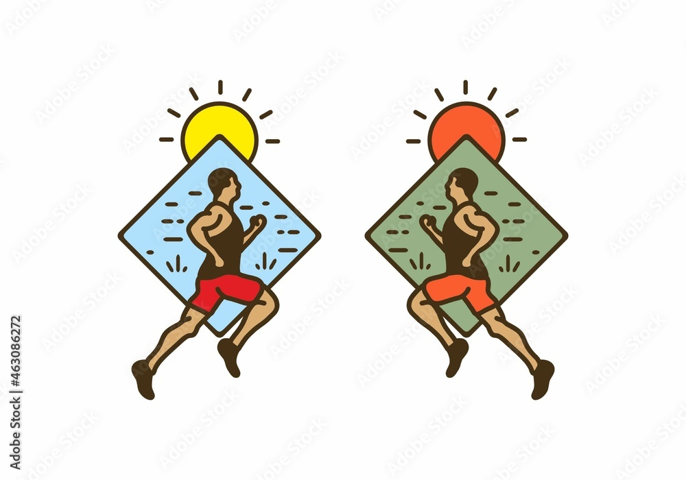Fototapeta premium Line art illustration of trail run
