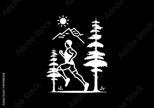 Line art illustration of trail run