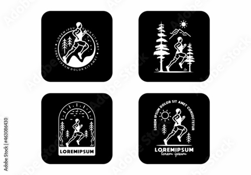 Line art illustration of trail run