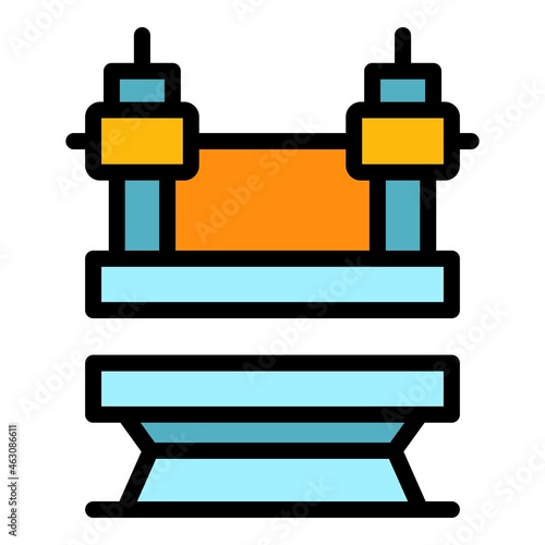 Machine press power icon. Outline machine press power vector icon color flat isolated