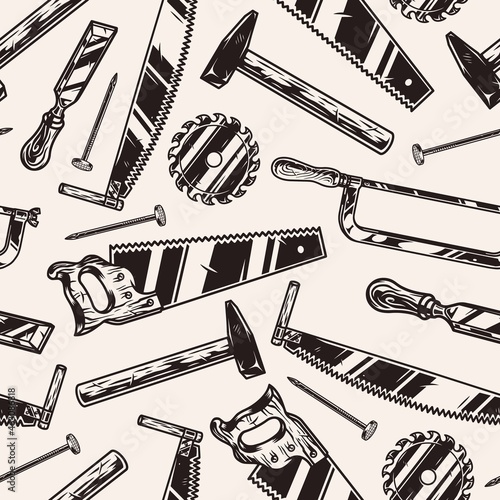 Caprenter tools vintage seamless pattern