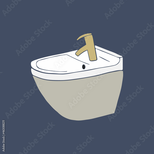 Bidet for bathroom. Washing basin, toilet seat for hygiene, individual sanitary, cleaning in restroom. Vector flat style illustration isolated on white background