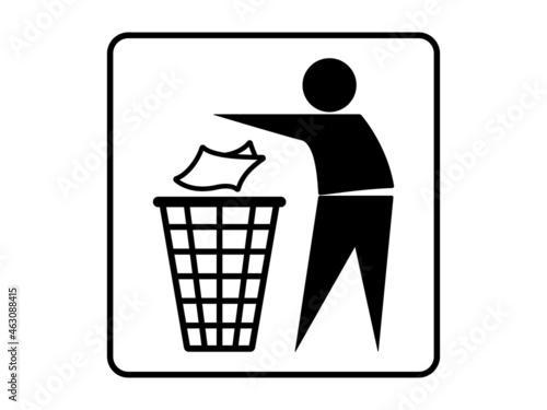 Tidyman symbol, clean man icon.Pictogram that asks consumers to dispose of packaging . Keep clean. Environmentally friendly. photo
