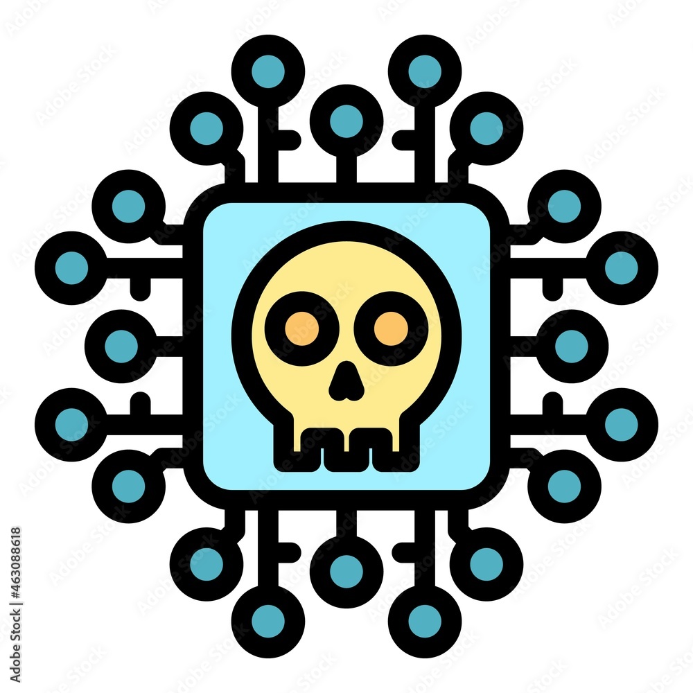Cyber malware icon. Outline cyber malware vector icon color flat isolated Cyber malware icon. Outline cyber malware vector icon color flat isolated