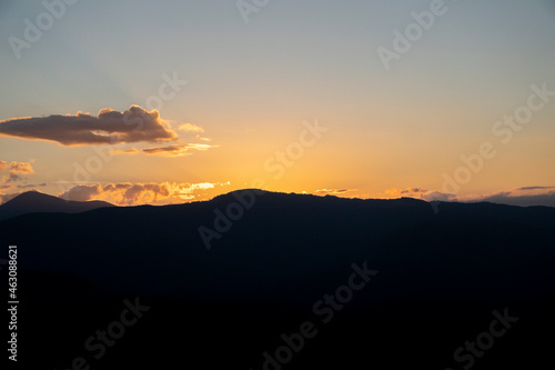 Wallpaper Mural Colorful morning silhouettes of coniferous forest Beautiful sunset in the mountains Torontodigital.ca