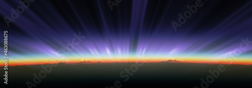 Fototapeta Naklejka Na Ścianę i Meble -  sunrise from space aurora, 3d rendering
