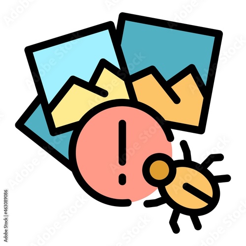 Malware attack icon. Outline malware attack vector icon color flat isolated