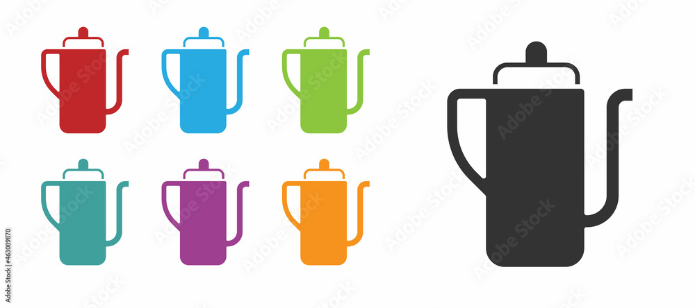 Black Traditional Chinese tea ceremony icon isolated on white background. Teapot with cup. Set icons colorful. Vector