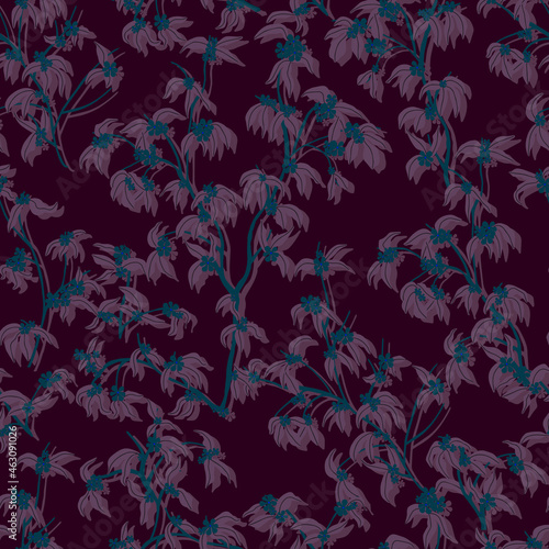  leaves dried branches vector seamless pattern. background for fabrics  prints  packaging and postcards branches with striped leaves vector seamless pattern. A hedge of twigs on a colored background