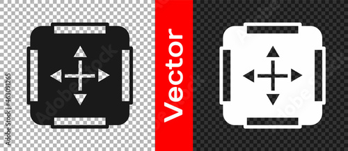 Black Area measurement icon isolated on transparent background. Vector