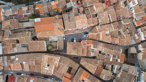 Aerial view of a small town Albacete, Ferez