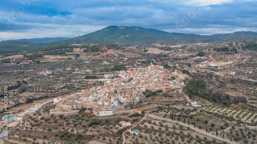 Aerial view of a small town Albacete, Ferez photo