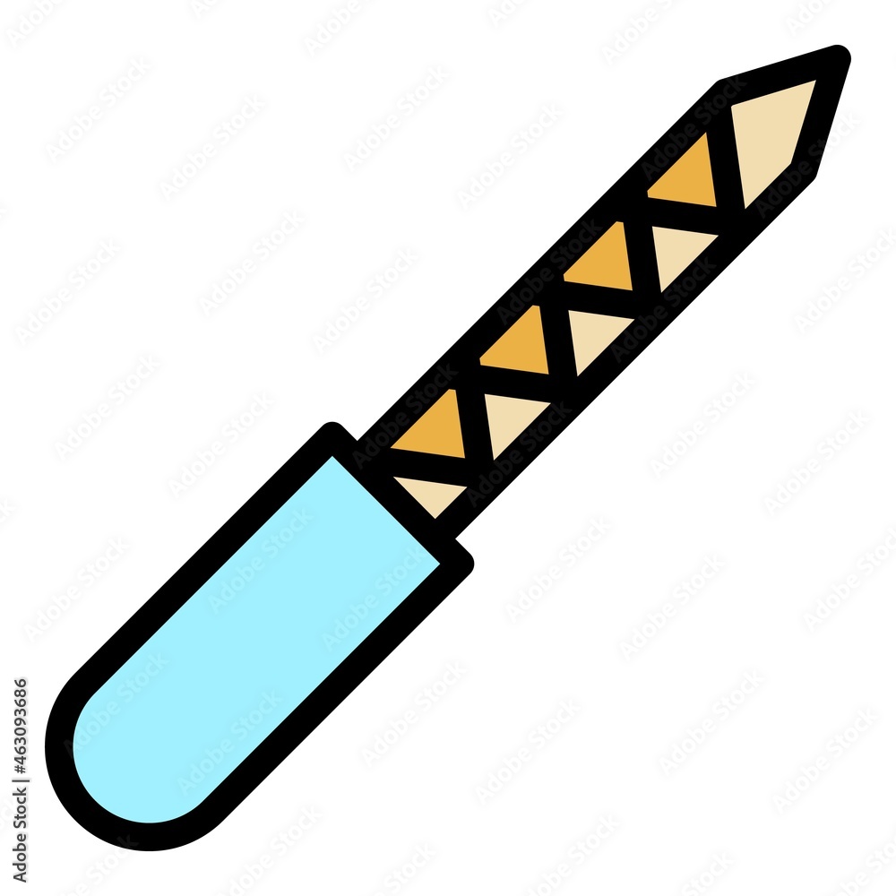 Steel nail file icon. Outline steel nail file vector icon color flat isolated