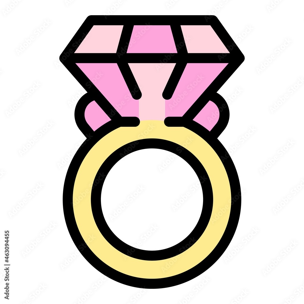 Wedding ring icon. Outline wedding ring vector icon color flat isolated
