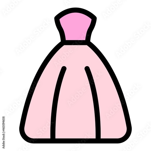 Bride wedding dress icon. Outline bride wedding dress vector icon color flat isolated