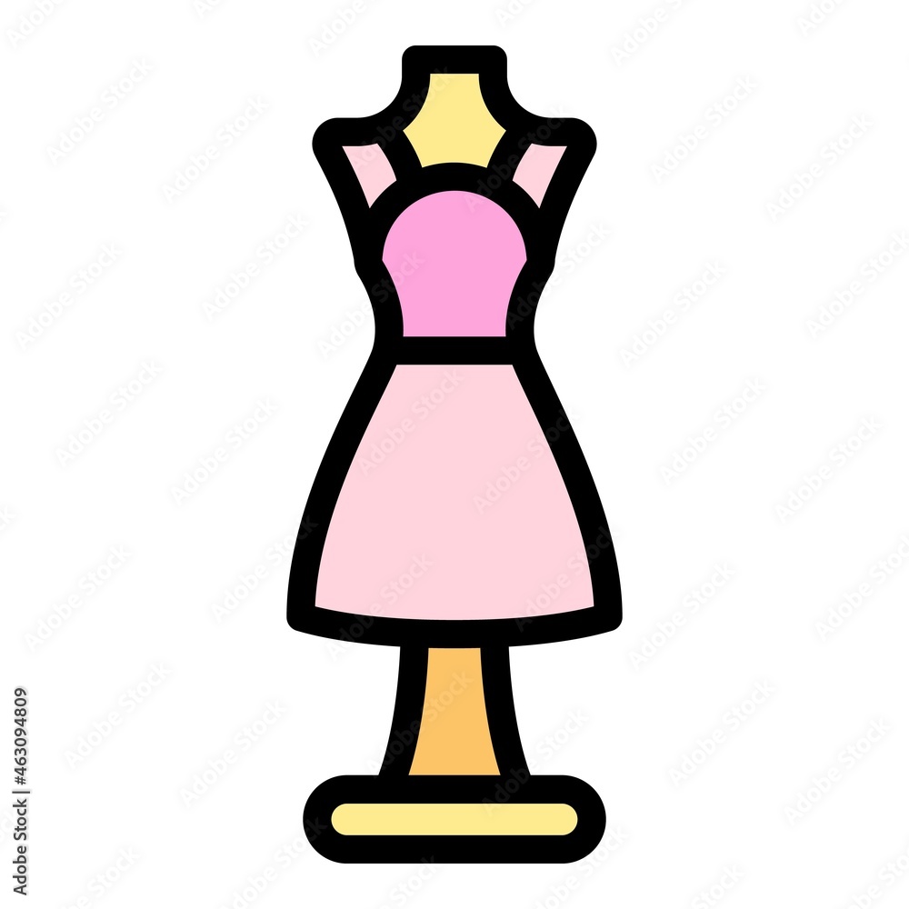 Bridal gown icon. Outline bridal gown vector icon color flat isolated Bridal gown icon. Outline bridal gown vector icon color flat isolated