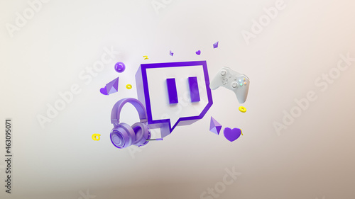 Streaming platform background logo, 3d grey illustration (ID: 463095071)