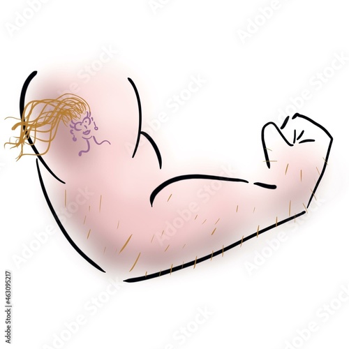 Red hair tattoo on the arm