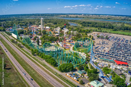 Aerial View of a popular Amusement Park in Shakopee, Minnesota