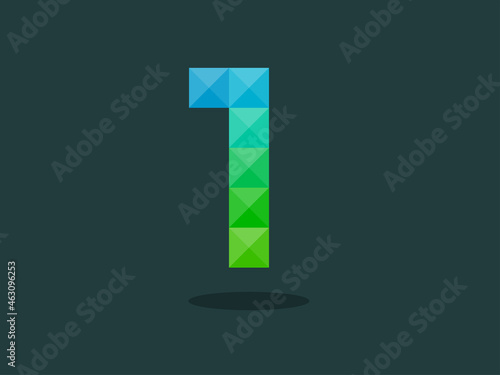Geometric Number 1 with perfect combination of blue-green colors. Good for print, business logo, design element, t-shirt design, etc.