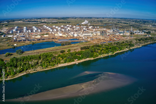Aerial View of a Oil Refinery along the Missouri River in Bismark, North Dakota © Jacob