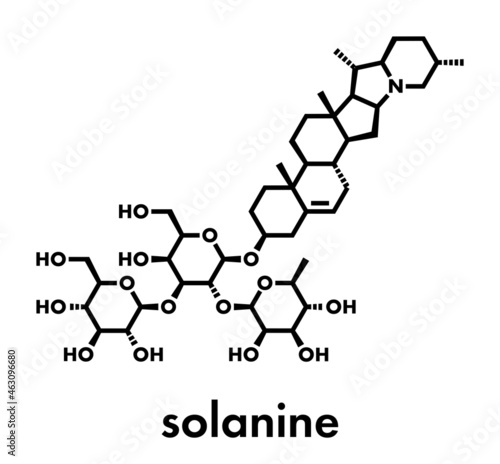Solanine nightshade poison molecule. Present in potatoes, especially in the green parts. Skeletal formula.