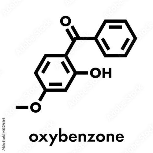 Oxybenzone sunscreen molecule. Skeletal formula.