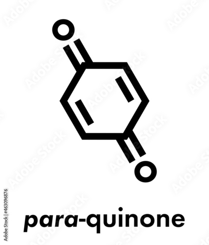 Benzoquinone (quinone, para-benzoquinone) molecule. Skeletal formula. photo