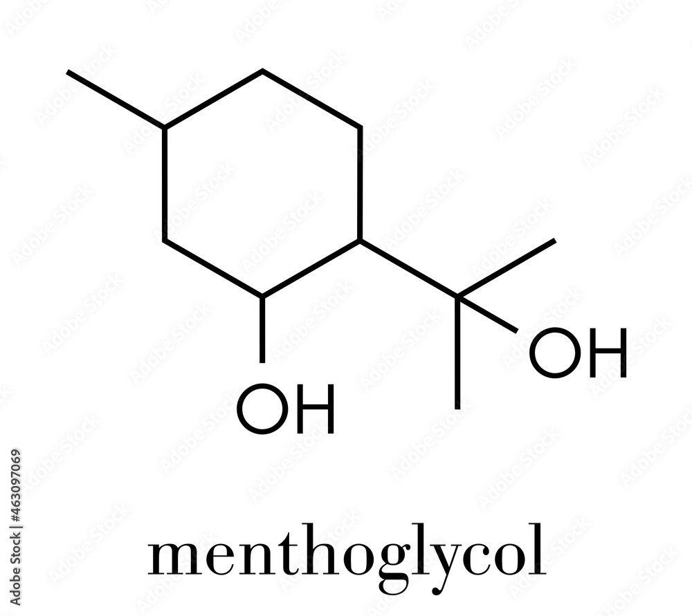 Fototapeta premium p-Menthane-3-8-diol (PMD, menthoglycol) insect repellent molecule. Skeletal formula.