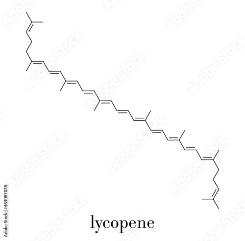 Lycopene red tomato pigment molecule. Skeletal formula.
