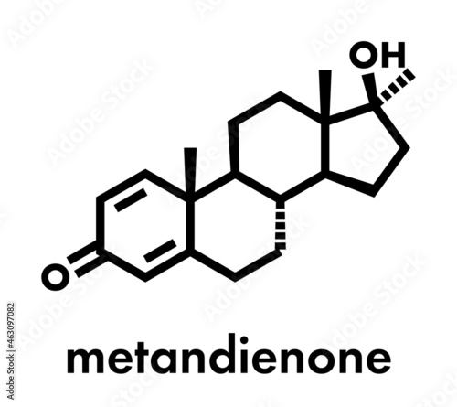 Methandrostenolone (metandienone) anabolic steroid drug, chemical structure. Skeletal formula.