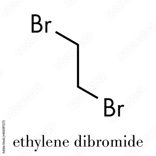 Ethylene dibromide (EDB, 1,2-dibromoethane) fumigant molecule.  Skeletal formula.