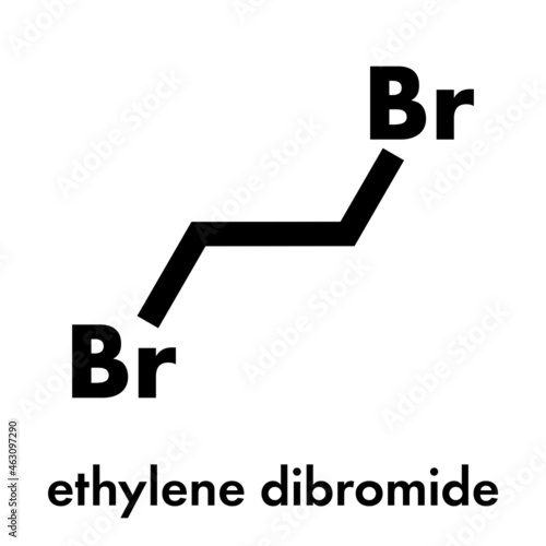Ethylene dibromide (EDB, 1,2-dibromoethane) fumigant molecule.  Skeletal formula.