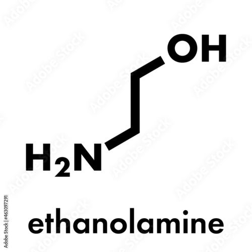 Ethanolamine (2-aminoethanol) molecule. Skeletal formula.