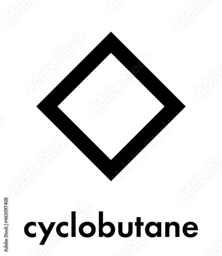 cyclobutane cyclic alkane (cycloalkane) molecule. Skeletal formula. photo