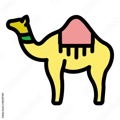 Camel icon. Outline camel vector icon color flat isolated