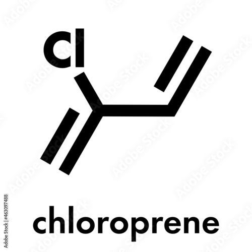 Chloroprene, the building block of polychloroprene synthetic rubber Skeletal formula.
