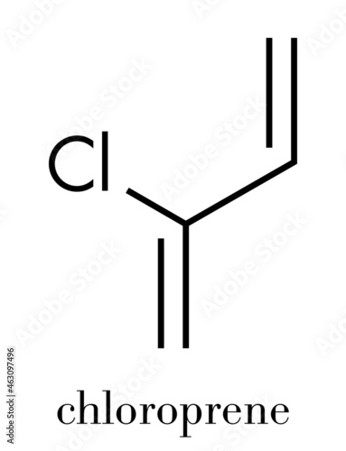 Chloroprene, the building block of polychloroprene synthetic rubber Skeletal formula.