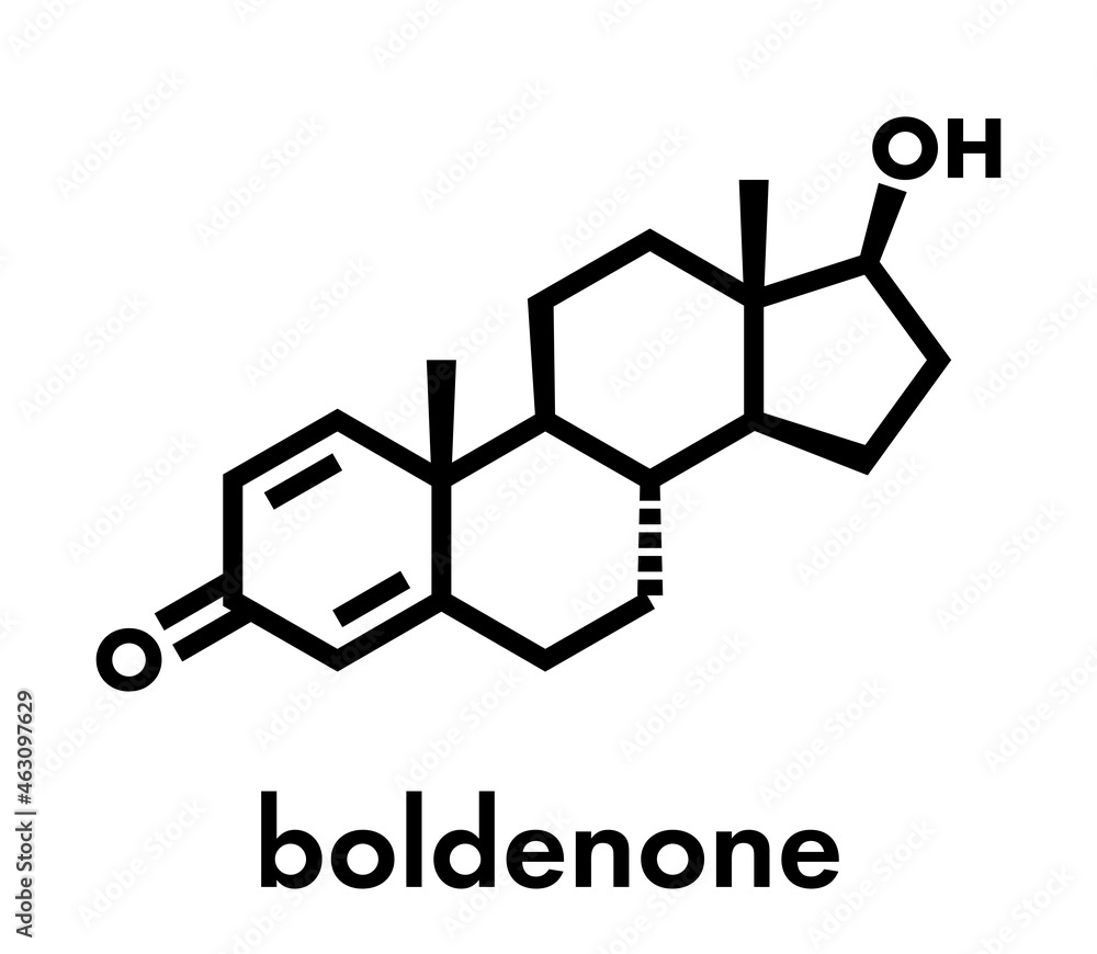 Boldenone anabolic steroid, chemical structure. Skeletal formula. Boldenone anabolic steroid, chemical structure. Skeletal formula.