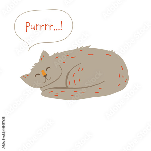 Cute cat sleeping purring illustration vector sticker