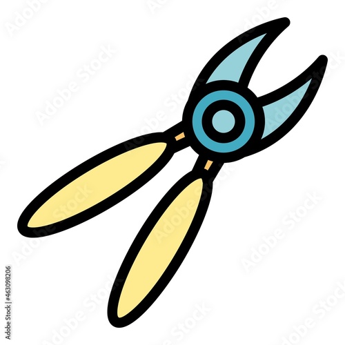 Secateurs icon. Outline secateurs vector icon color flat isolated